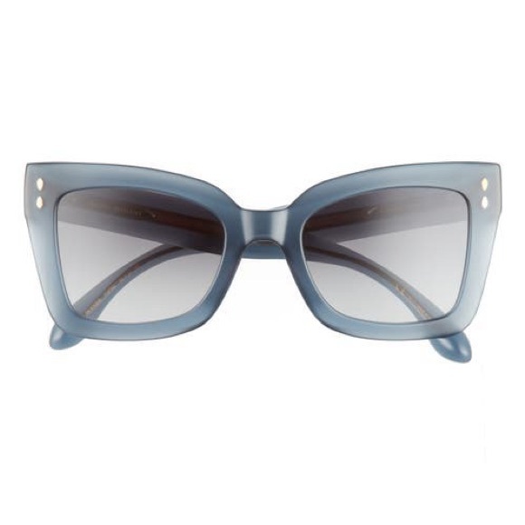 Isabel Marant 52mm Flared Rectangular Sunglasses  Blue/Grey Shaded  Brand New - Picture 1 of 7